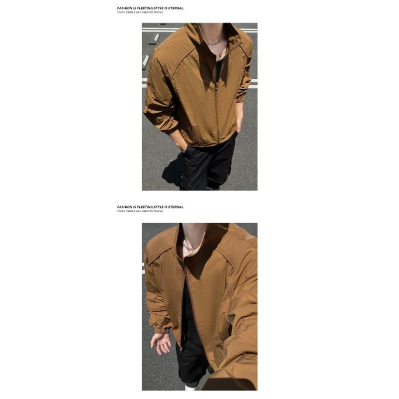 Mens American High Street Thin Breathable Upf50 Sunscreen Deconstructed Splicing Open Front Jacket