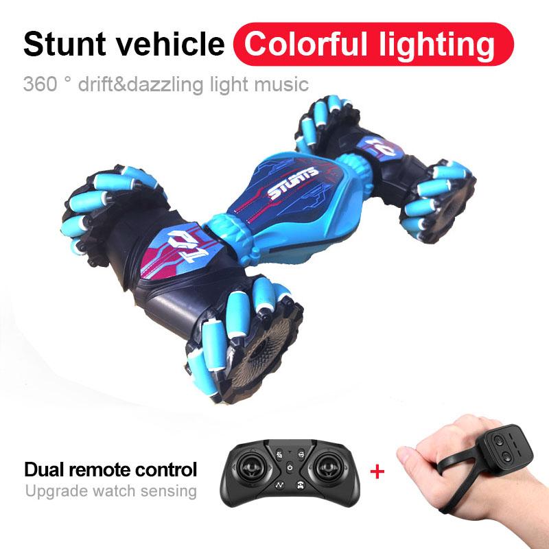 

Управляемая жестами деформируемая машина на радиоуправлении, большая полноприводная трюковая машина-трансформер, детская машина на радиоуправлении циан