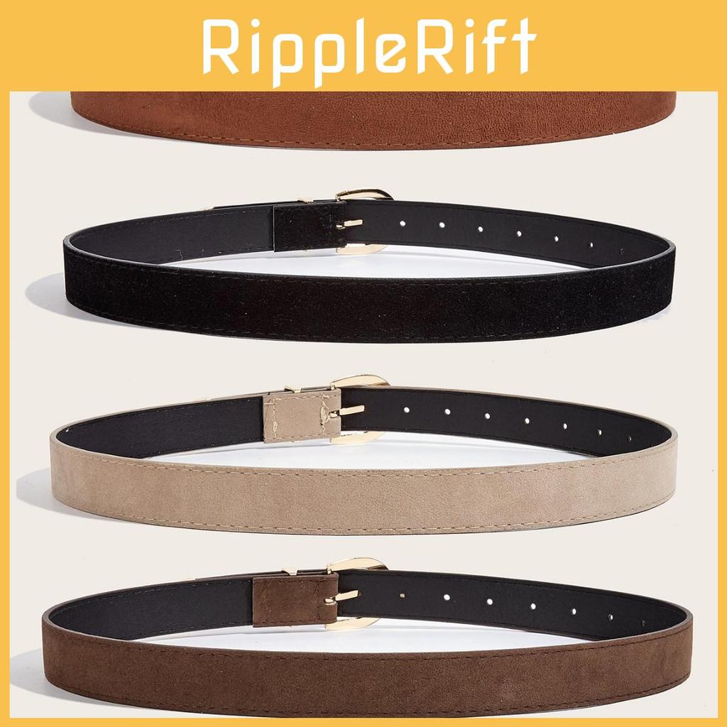 Color Solid Retro Simple Designer Pu Leather Belt Alloy Buckle Commuter Style