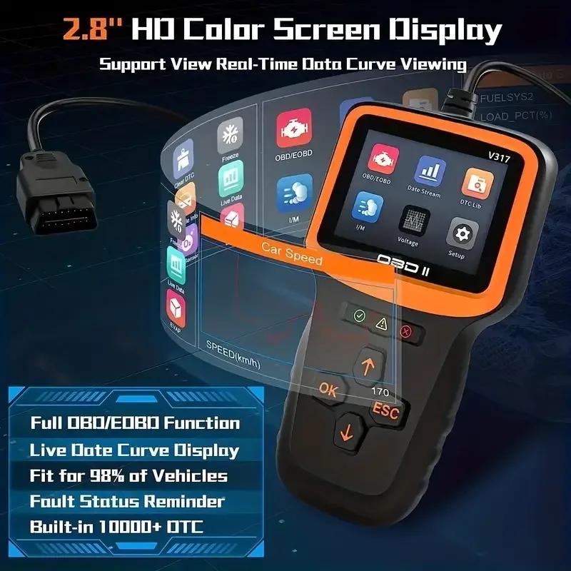 Professional OBD2 Diagnostic Scan Tool – Reads Real-Time Data, Checks Engine Light & Clears Codes (Cars & Motorcycles)