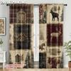 2pc 2D Plane Printing Popular Curtain Panels Vintage Animal Theme Printed Durable 100% Polyester Fabric (without Rod) Art Deco
