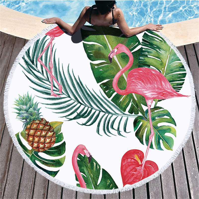 Seria Flamingi Ultra-Delikatne Włókno Ręcznik Plażowy i Mata Wewnętrzna/Zewnętrzna