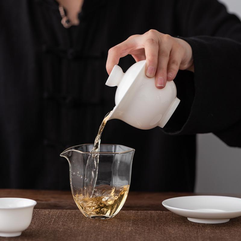 White Porcelain Cover Bowl Fighting Tea Competition Tea Bowl Large Sancai Bowl Jade White Cover Bowl Set Tea Cup Ceramic Tea Bowl