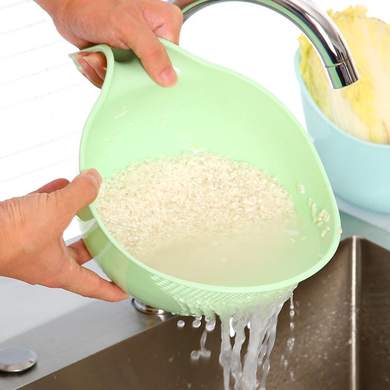 2 Stück Küchenreiswäscher Reiswaschsieb Haushalt Kunststoff Abtropfkorb Gemüsewaschkorb Multifunktion