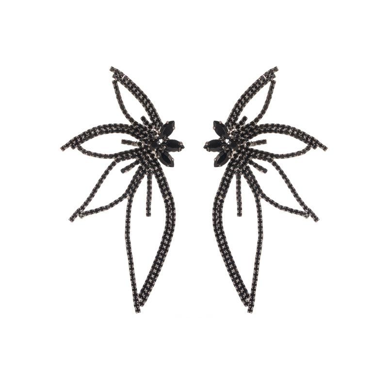 

Женские серьги-гвоздики Цветной кристаллический сплав Преувеличенные яркие листья и цветы Индивидуальная сетка Красные серьги премиум-класса OneSize чёрный