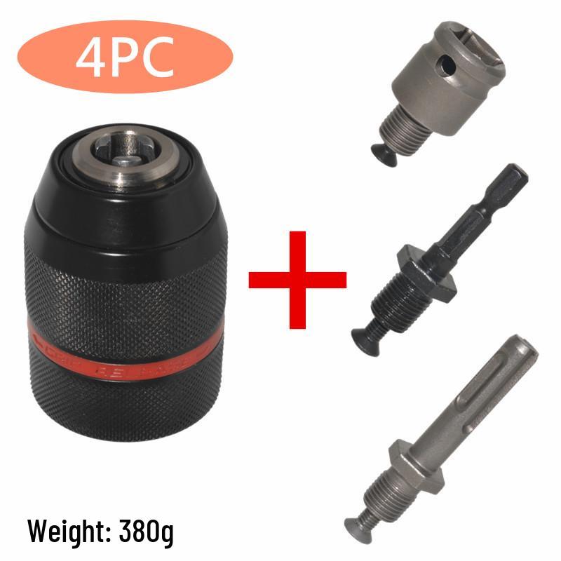 Red Stripe 1.5-13mm All-Metal Three-Jaw Electric Wrench Chuck with SDS and Hex Shank.