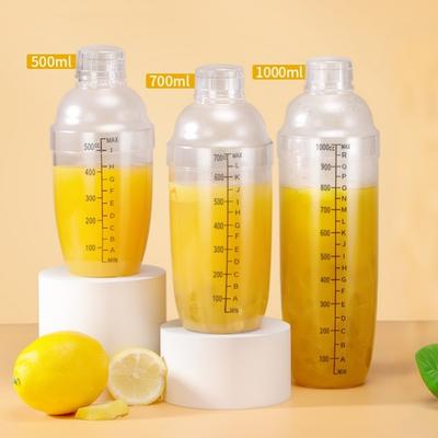 350ml/500ml/700ml/1000ml Plastic Cocktail Shaker Martini Hand Shaker Cup with Scales Milk Tea Wine Drink Shaker Mixer Bar Tools