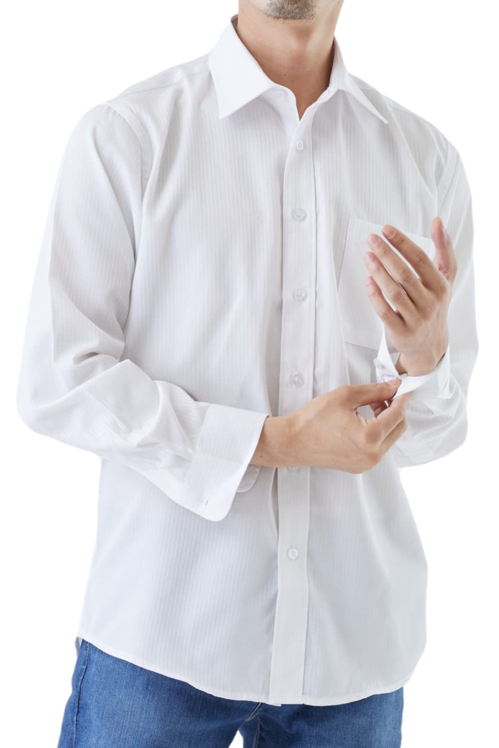 

Valeria White Dress Business Striped Dobby Long White Top 1 Men s Shirt, Shirt, Shirt, Weave, Casual, Sleeve, (Size M, Shirt) белый