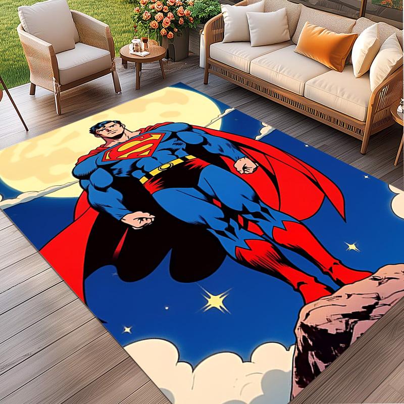 Superman Print Rug, Washable Floor Carpet, For Entryway Dorm Laundry Room Office Study, Home Decor Birthday Christmas Gift