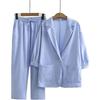 Completo Tuta Pantaloni in Lino Larghi con Vita Elastica e Giacca Sette Maniche Sud-Est Asiatico Taglie Forti