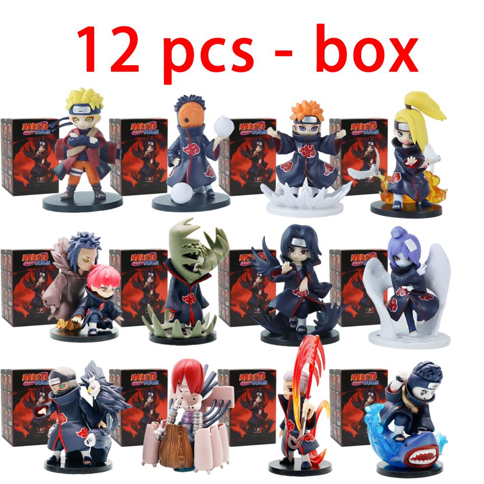 12Pcs Anime Naruto Shippuden Akatsuki Arc Series Blind Box Figures Toys Mystery Box Surprise Ornament Christmas Halloween Gifts