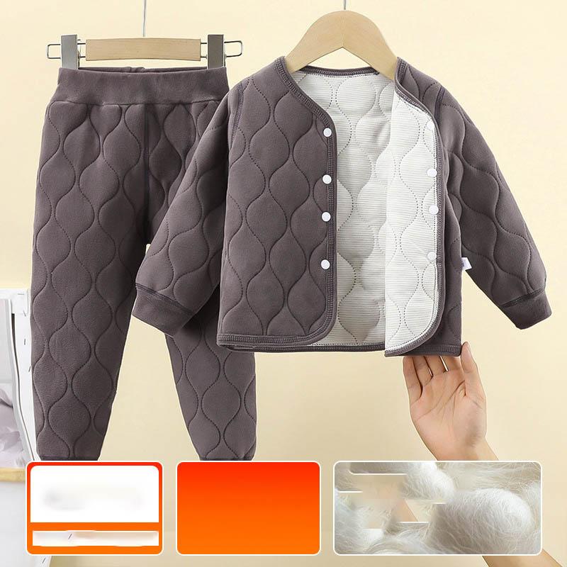 Autumn Winter Kids Sets Boys Girls Cotton Thickening Warm Tracksuit Clothing Toddler Solid Outfits 0-5 Years Baby Suits