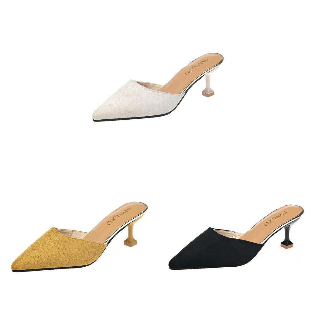 Oneword Flat Sandals For Women With Velvet Upper And Pointed Toe For Summer Casual Wear