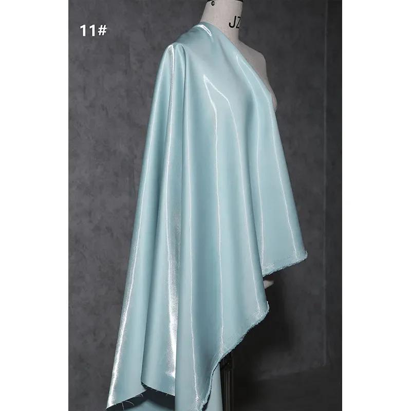 150Cm Wide Luxury Glossy Metallic Liquid Satin Fabric Galaxy Shiny Cloth Crafts for Fashion Designer Show Dress Comfort Material