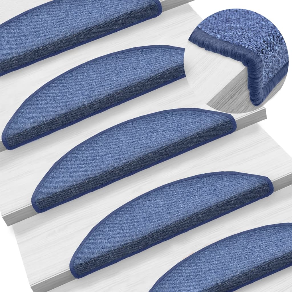 Stair Treads 15 Pcs. 56x17x3 cm Blue Semi Circular