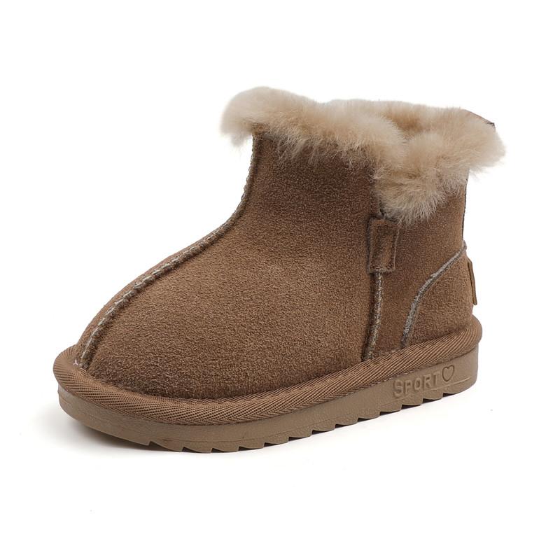 

GT-CECD New Winter Children Snow Boots Genuine Leather Girls Boots Warm Plush Boy Shoes Fashion Kids Boots Baby Toddler Shoes 21(insole 13.5 cm) верблюд