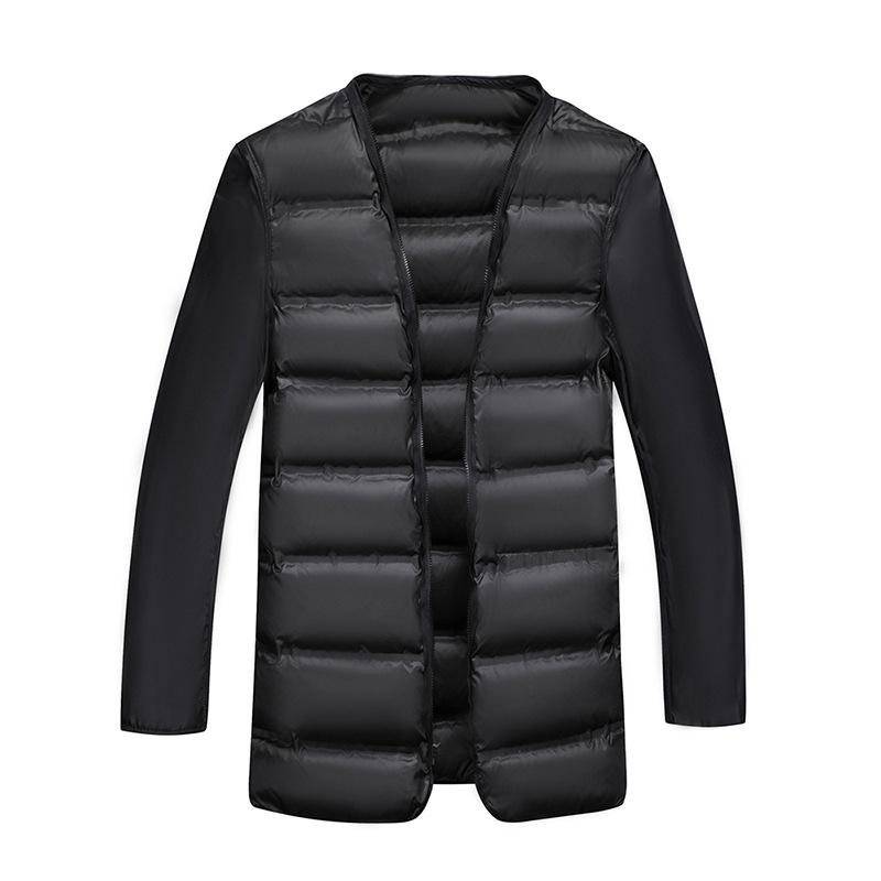 New Men's Down Woolen Coat Extended Fashion Casual Wool Coat Warm Thickened Men's Coat