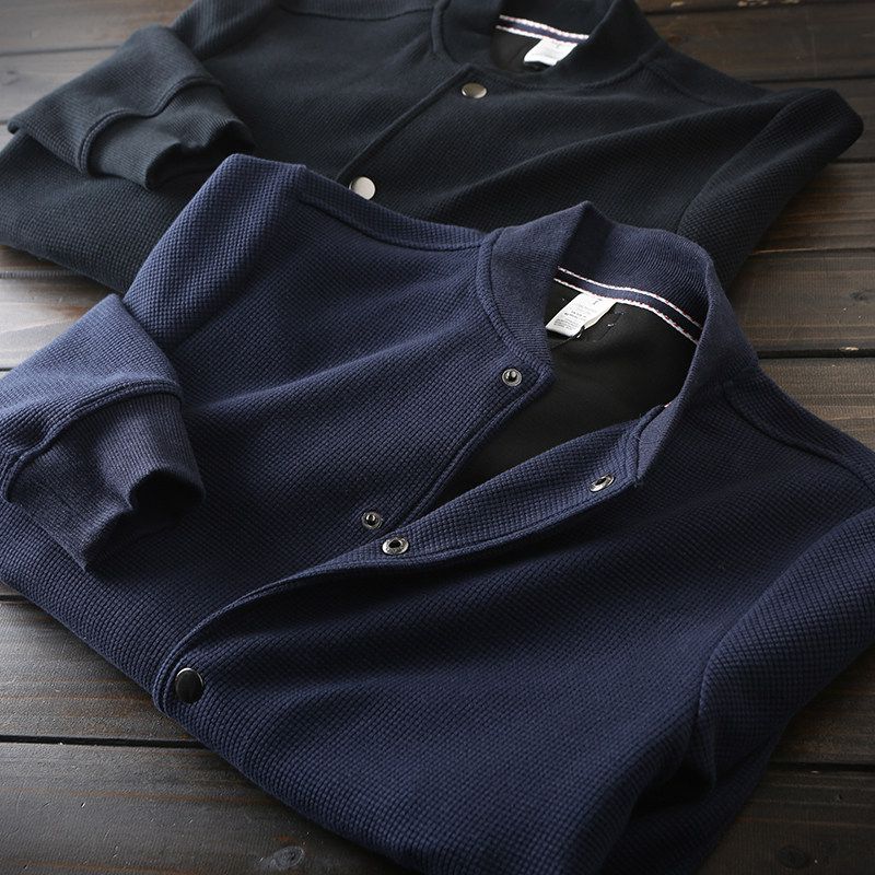 Hard Goods! Heavy Waffle Foreign Trade Tail Goods Men's Spring and Autumn American Casual Baseball Collar Jacket Top Tide