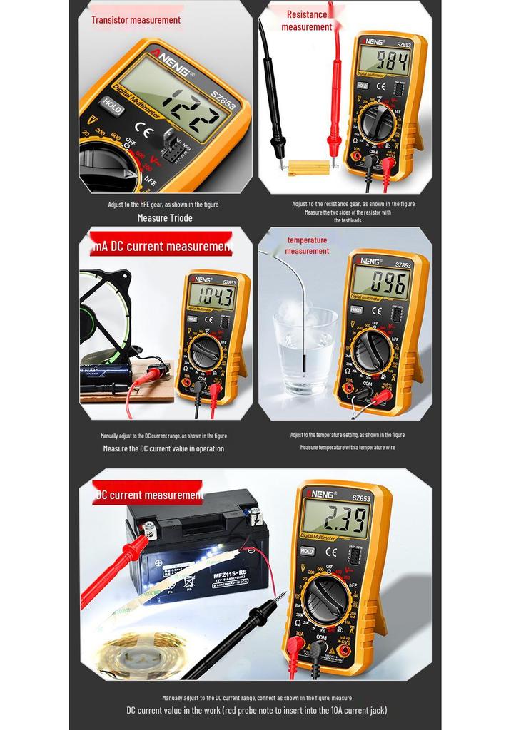 High-Precision Digital Multimeter for Electricians: Multi-Function, Portable, Data Hold Feature