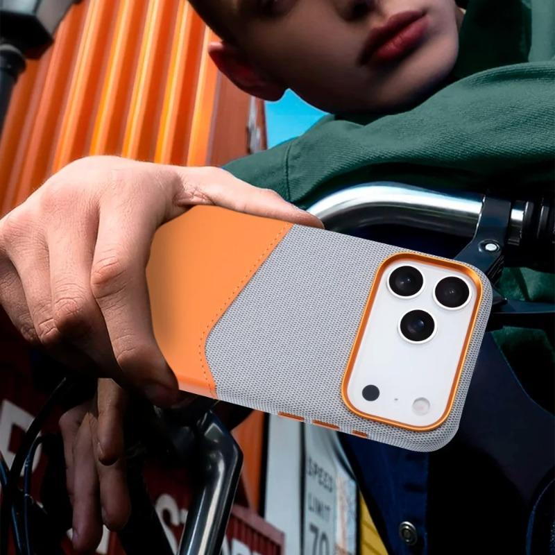 For iPhone 17 Pro Max Air Leather and Fabric Splicing Texture Card Insertion Magnetic Phone Case for iPhone 16 15 14 Plus 13 12