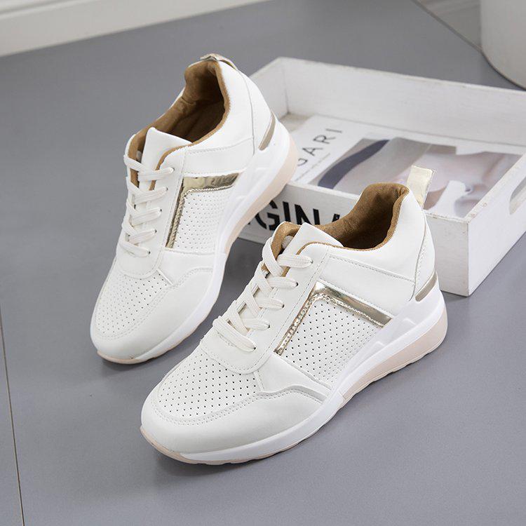 Plus Size Summer 2021 Wedge Heel Mesh Sneakers - Women's Lace-Up Sporty Casual Shoes