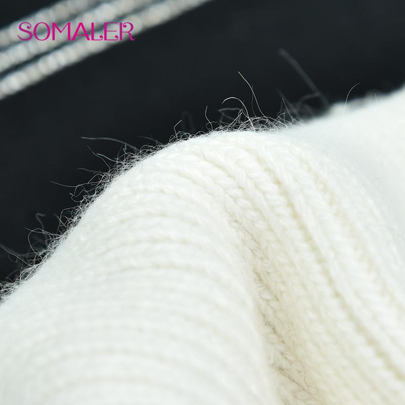 SOMALER Damen Winter Wollmütze Hochwertige Wolle Strickmütze mit Strass Dick Warm Doppellagig Outdoor Skull Caps