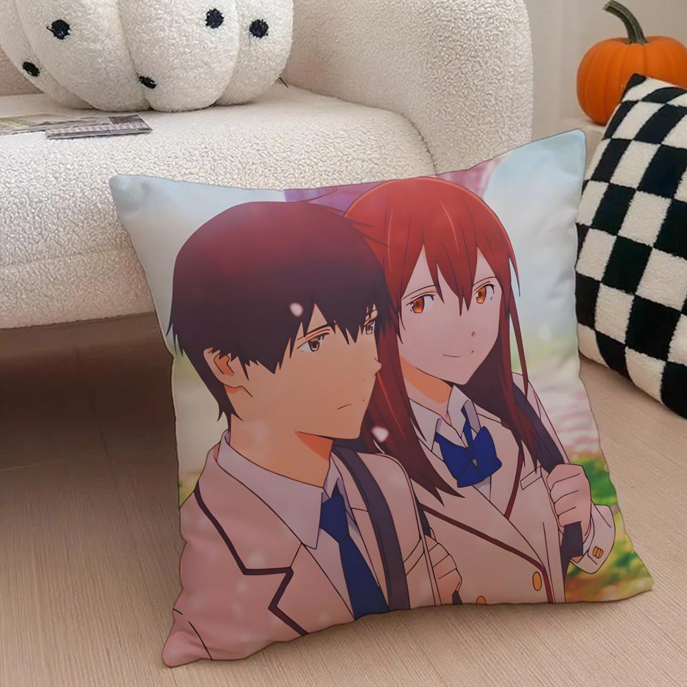 I Want To Eat Your Pancreas Pillow Case Anti-dustmite Pillowcase Invisible Zipper Silky Short Plush Sofa Cushion Cover
