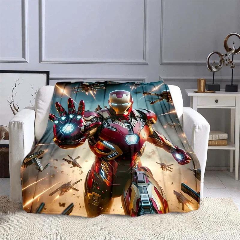 Iron Man Printed Blanket Children Adult Blanket Soft and Warm Bedding for Bed Sofa Outdoor Travel Cover Blanket
