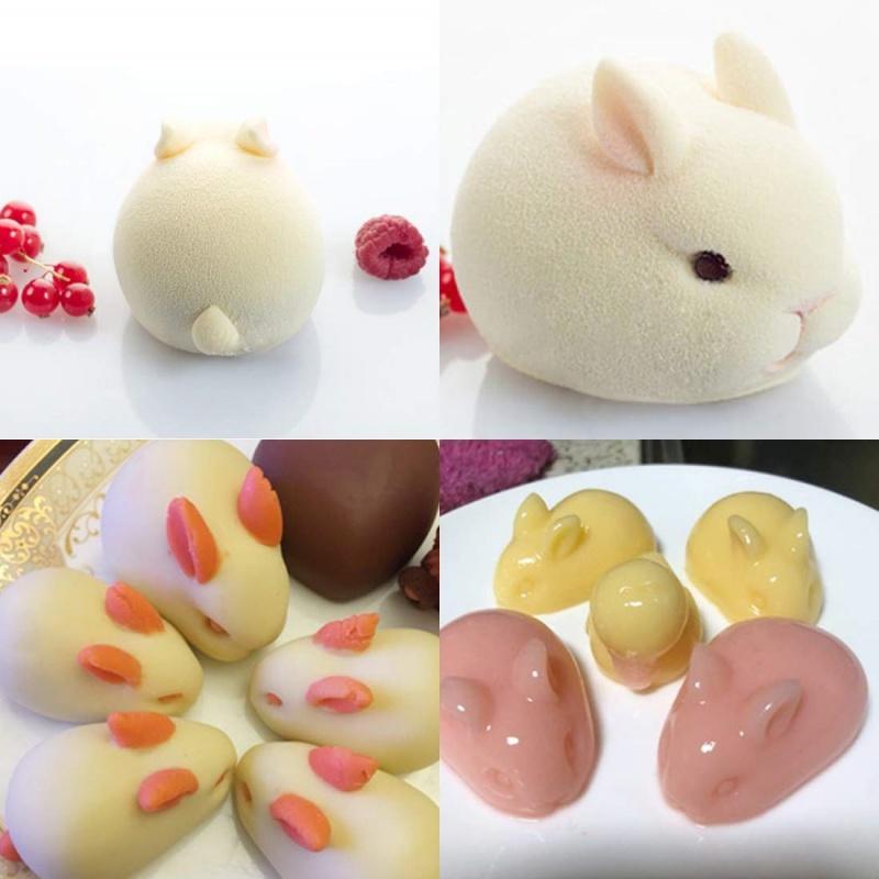 Silicone Rabbit Mold Easter Fondant Bunny Mold Chocolate Cake Mold 6-cavity Mousse Cake Decoration Baking Mold DIY Candle Model