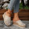 Women Roman Slippers Lace Head Covering Shoes Wedge Heel Woven Ethnic Fairy Slippers Comfortable Breathable Sandals Slides Women