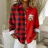 Women's Shirt Blouse Christmas Print Button Long Sleeve Casual Basic Shirt Collar Regular Top
