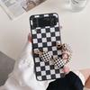 Applicable to Samsung ZFold3 plaid bracelet folding protective case zflip3 portable anti-drop leather case zflip4