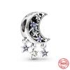 Neastamor Silver 925 Sparkling Blue Star Santa Claus Dangle Charm Bead Fit Original  Bracelet Pendant DIY Jewelry Women
