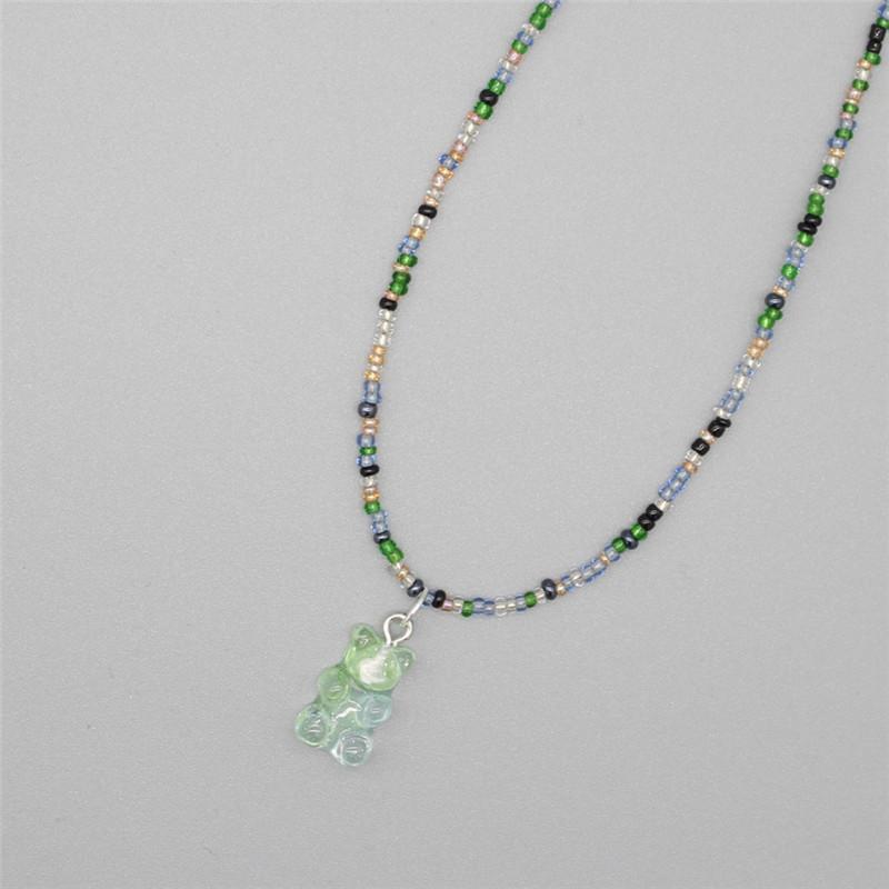 Nuova Boemia Coreana Amante Colorato Orsetto di Gomma Ciondolo Girocollo Resina Multicolore Perline di Riso Collana per Donne Ragazze Regali