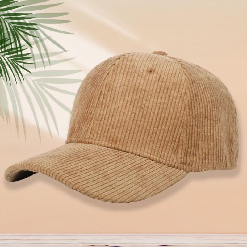 Hat men's autumn and winter corduroy baseball cap women's retro solid color cap casual couple hat