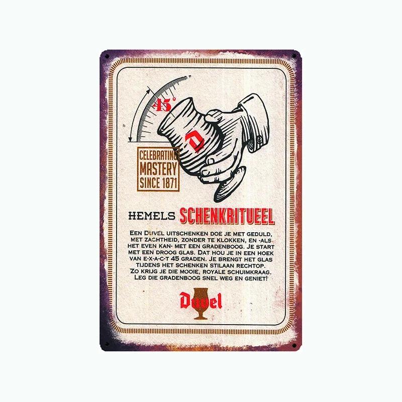 [Mike86] duvel belgium bier metall zinn zeichen wand plakette retro wein plakat malerei pub dekoration LTA-2032 20*30 cm