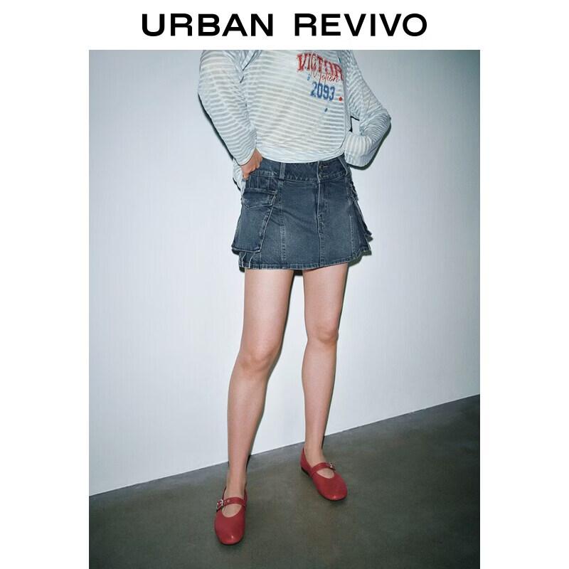 UR Women's Summer Street-Style Washed Denim Mini Skirt