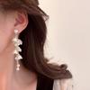 Pearl Orchid Bluebell Long Tassel Earrings for Women - Korean Style, Sweet Floral Design