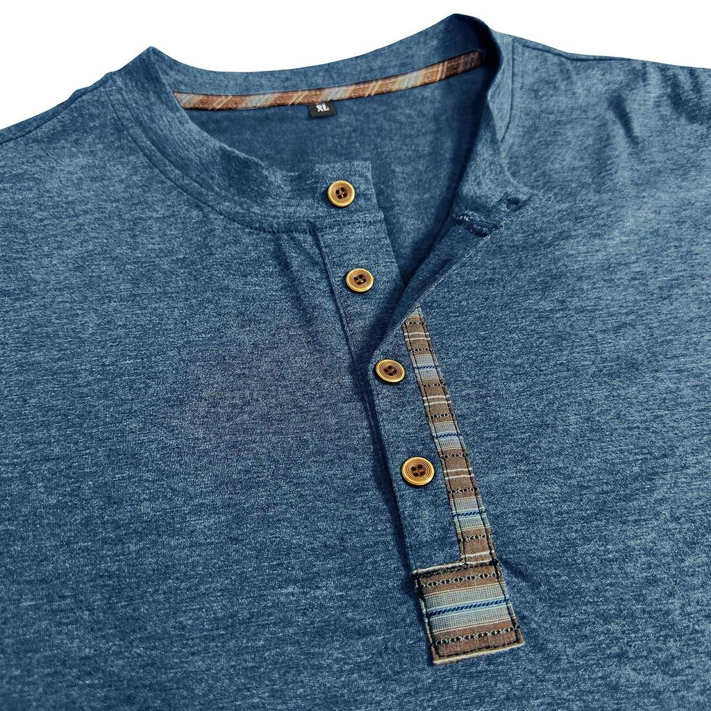 Men's Casual -color Base Sport Shirt, Men's Round-neck Long-sleeved Top