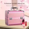 Portable Makeup Case Organizer Cosmetic Box Travel Makeup Storage Case with 4 Trays Lock for Craft Makeup Box