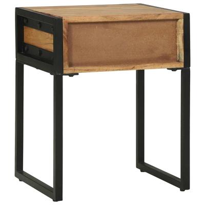 Nightstand Brown 40 X 35 X 50 Cm Solid Acacia Wood and Metal