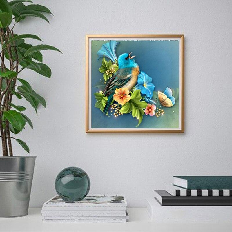 DIY Bird & Flower 5D Diamond Painting Full Round Drill Rhinestone Diamond Embroidery Cross Stitch Mosaic Wall Art Home Decor
