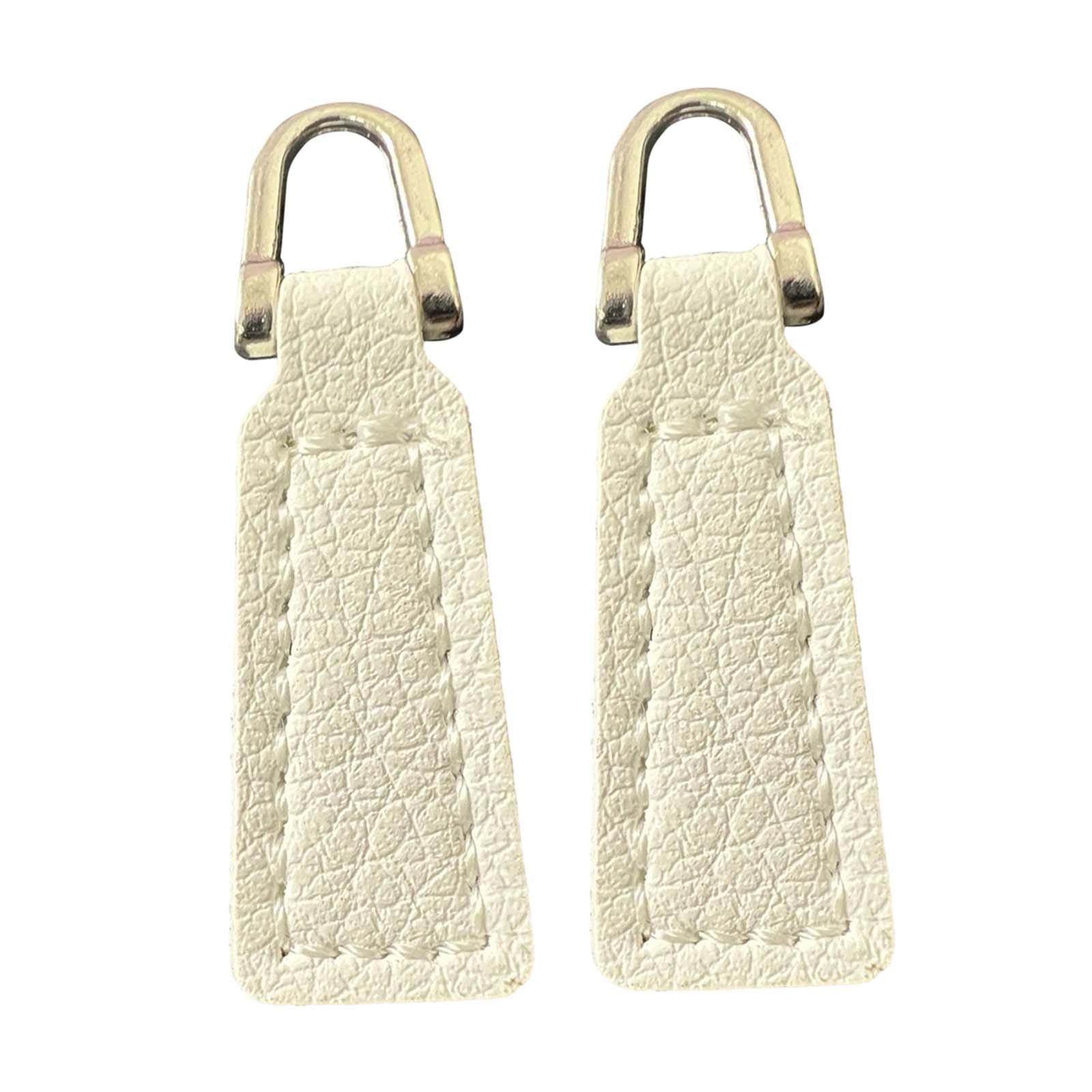 

2Pcs Zipper Pulls PU Leather Zipper Parts Replacement Zipper Pullers Zip Pulls for Purses Suitcase Backpacks Boot Handbags білий