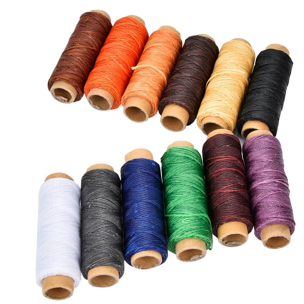 12pcs 55 Yards Per Spool Leather Sewing Thread 150D Braided Flat Thread Basketry