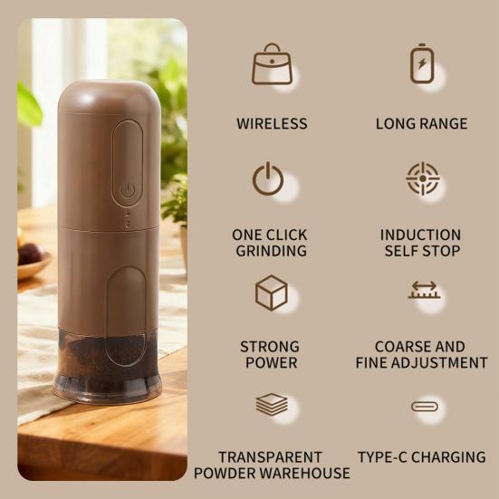 Elektrisk og Manuell Kaffekvern Bærbar Bønnemølle med Justerbar Grovhet Kompakt Espressomaskin Presis Manuell Bønneknuser
