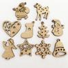50Pcs Christmas Tree Wood Ornaments Cartoon Card DIY Party Decoration Santa Claus Snowflake Home Craft Supplies