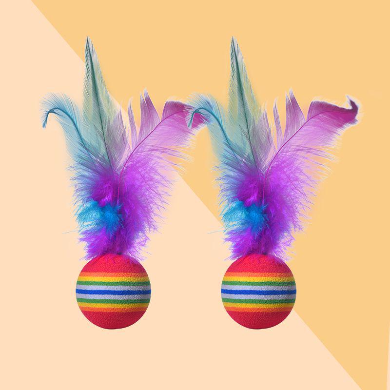 Rainbow Elastic Silent Cat Teething Toy - Seven-Color Decompression Ball