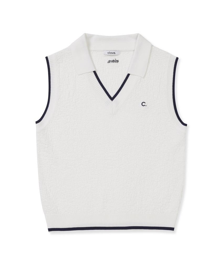 CLOVE [25Ss Clove] V-Neck Collar Sleeveless Knit (White)