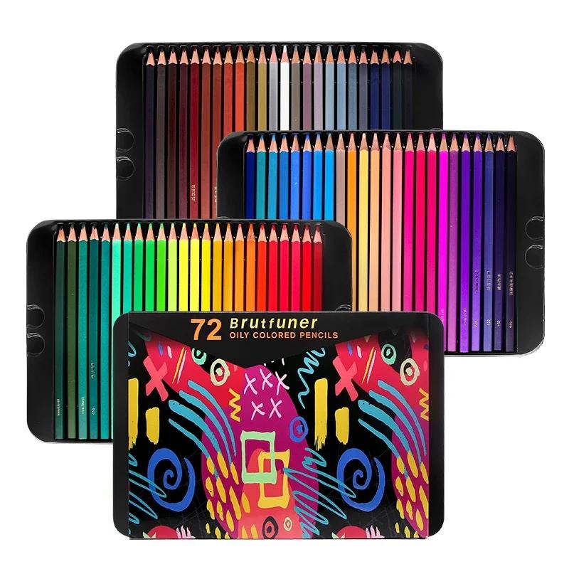 

Набор карандашей Brutfuner, 72/120 цветов, художественные принадлежности для раскрашивания для взрослых, мягкий стержень на масляной основе, художественный карандаш для детей, раскрасок для начинающих 72 colors