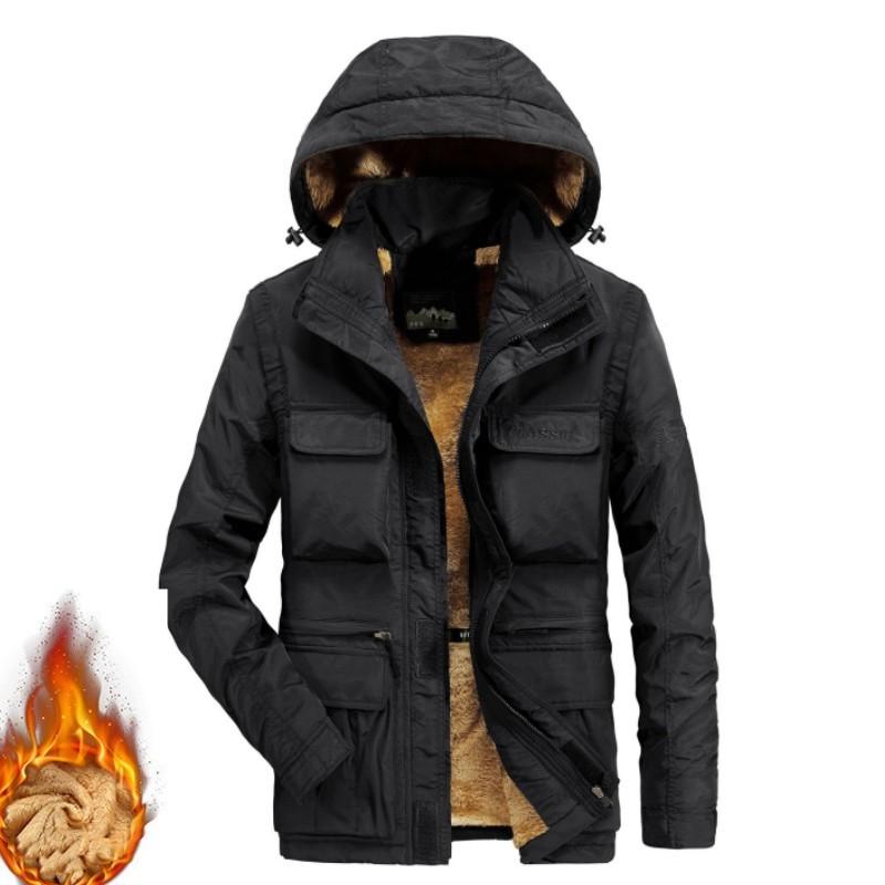 Men's Detachable Windproof Sleeved Hooded Padded Jacket Suitable for Winter Outdoor Activities Casual Waterproof Multi Pocket Jacket Vest